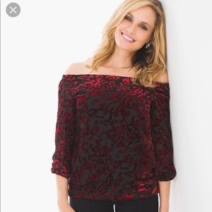 NWT Chico’s Velvet statement off the shoulder top